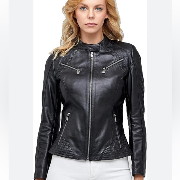 Apt 9 Faux Leather Moto Jacket in Black, Size Large, EUC - Picture 15 of 17